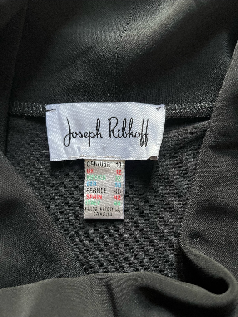 Joseph Ribkoff Black Dress Multicolor Hem Stripes Size 10 - Picture 6 of 13